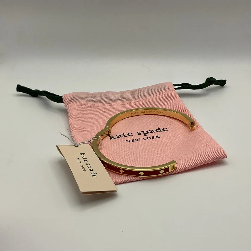 Kate Spade New York Gold Tone Red Spade Bangle Bracelet NWT - Picture 2 of 3